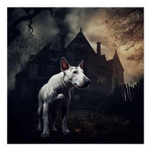 Poster Bull Terrier Halloween Épouvantable