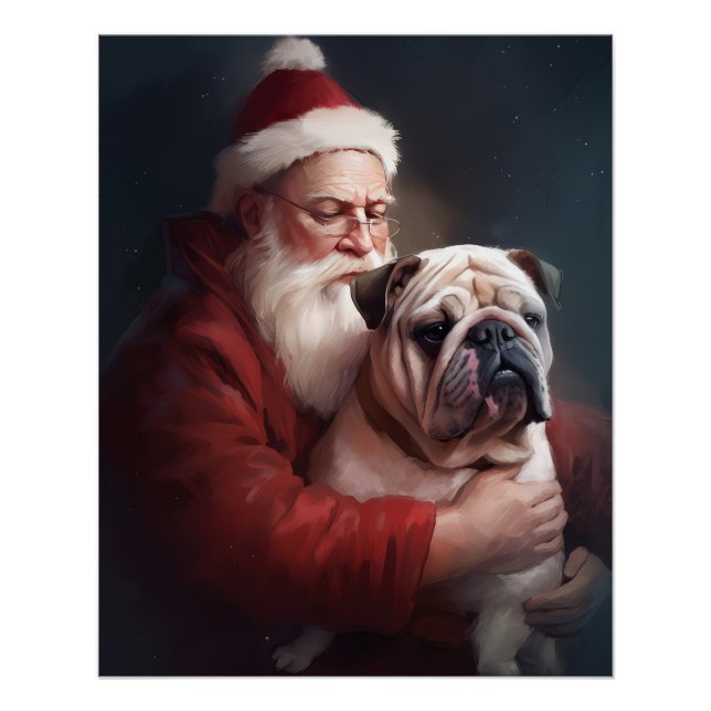 Poster Bulldog avec Noël Festif du Père Noël (Devant)