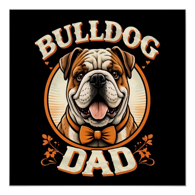 Poster Bulldog Dad – Cute Vintage Bulldog Father’s Day (Devant)