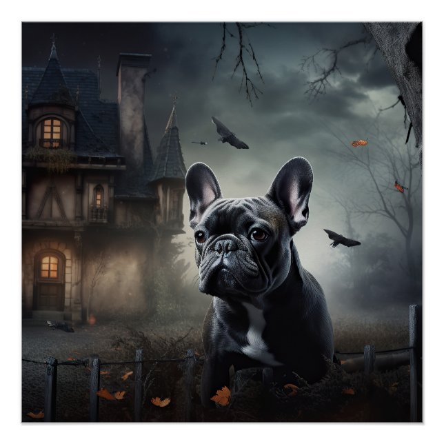Poster Bulldog français Halloween Épouvantable (Devant)