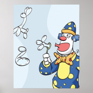 Poster Bulles soufflantes de clowns