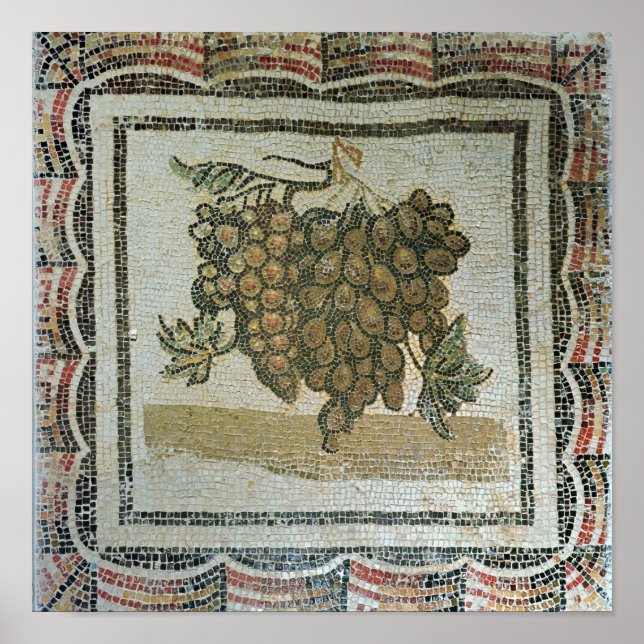 Poster Bunch de raisins blancs, mosaïque romaine (Devant)