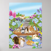 Bunnies dans le jardin