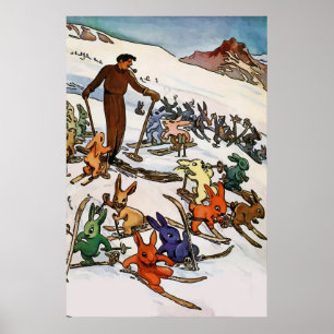 Poster Bunnies vintages de neige