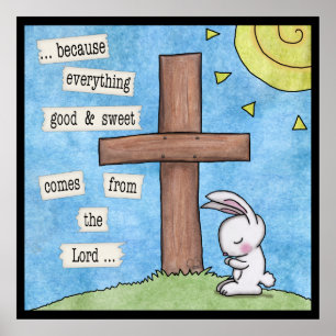 Poster Bunny Prays At the Cross