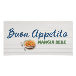 Poster Buon Appetito Spaghetti Pasta Italien