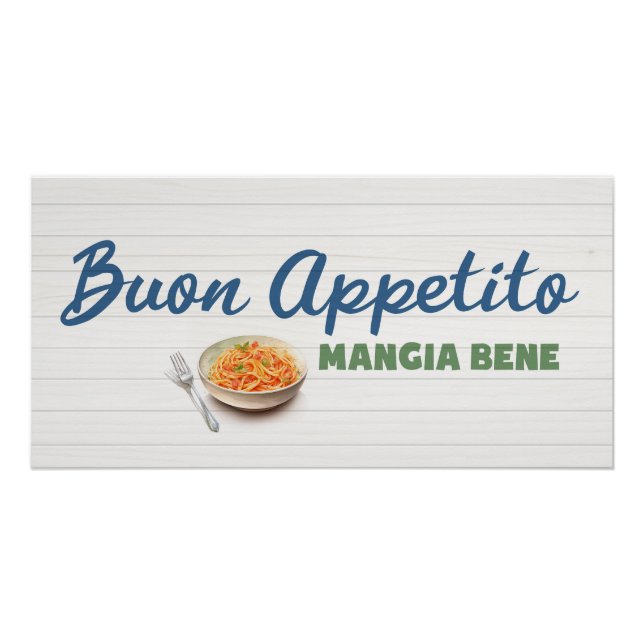 Poster Buon Appetito Spaghetti Pasta Italien (Devant)