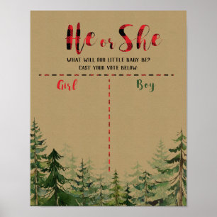 Poster Bureau de vote de la sériole de bois à carreaux ro