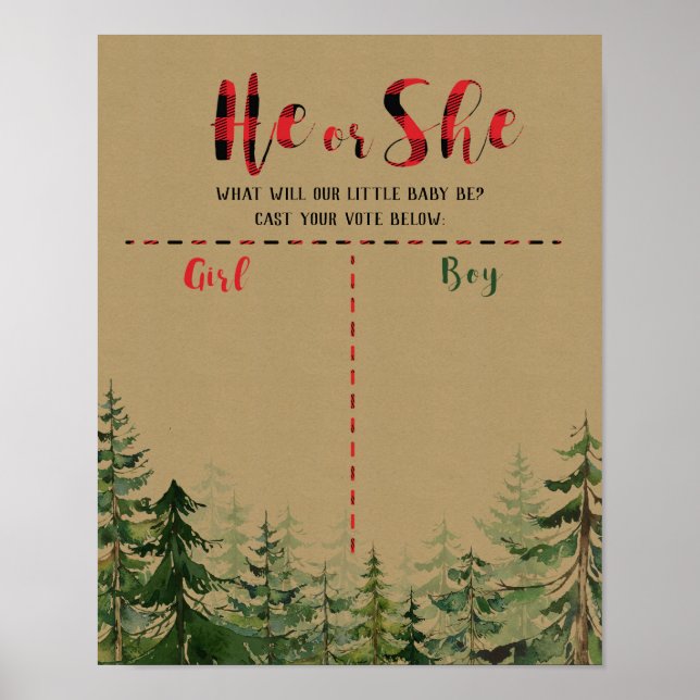 Poster Bureau de vote de la sériole de bois à carreaux ro (Devant)