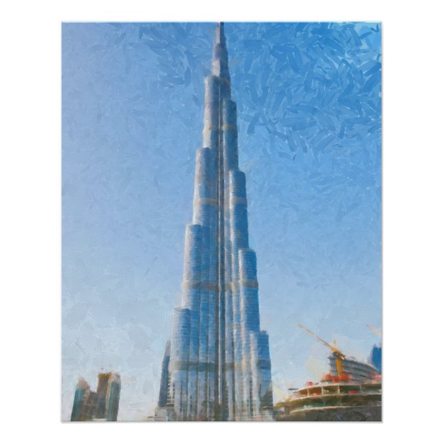 Poster Burj Khalifa, peinture de Dubaï (Devant)