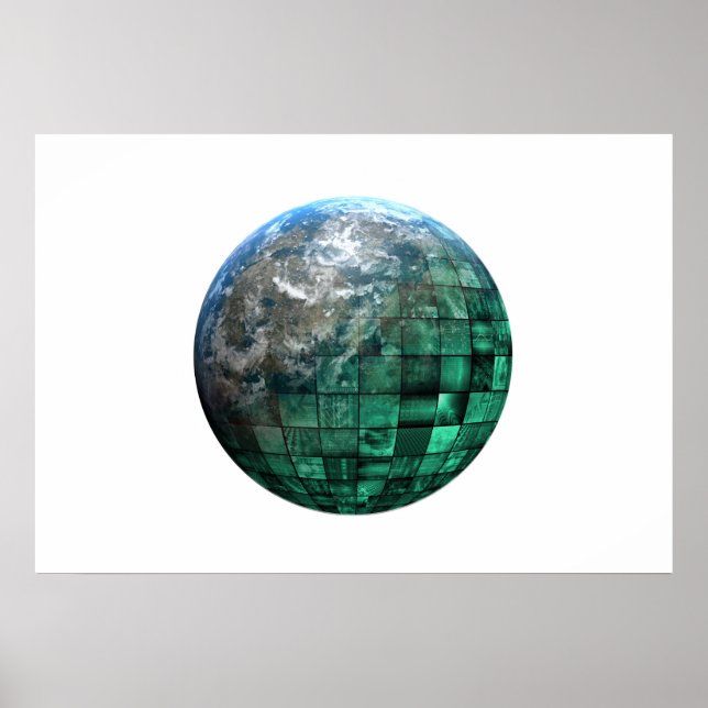 Poster Business Technology Global Network avec Futurisme (Devant)
