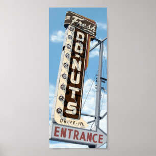 Poster Butées toriques fraîches drive-in sur la rétro