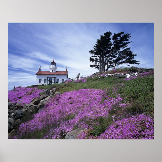 Poster CA, Crescent City, phare de Battery Point avec (Devant)