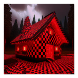 Poster Cabine Damier & pois