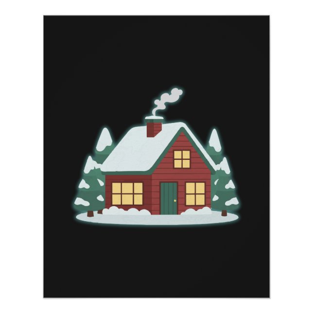 Poster Cabine minimale d'hiver dans la neige – Art de la  (Devant)