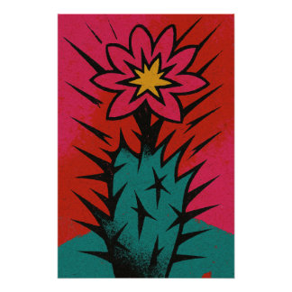 Poster Cactus avec fleur éclatante