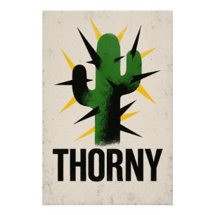 Poster Cactus Écorché et Typo Audacieuse