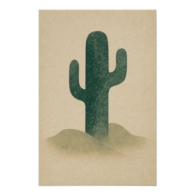 Poster Cactus en pierre sur fond beige (Devant)