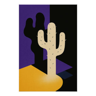 Poster Cactus sur fond géométrique moderne