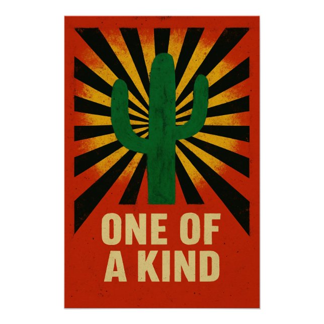 Poster Cactus unique sous un soleil éclatant (Devant)