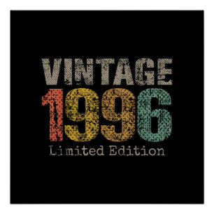 Poster Cadeau 30 ans Texte Vintage 1996 Hommes Femmes 30