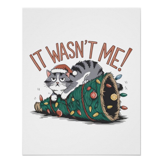 Poster Cadeau Amoureux des chats Ce n'était pas moi (Devant)