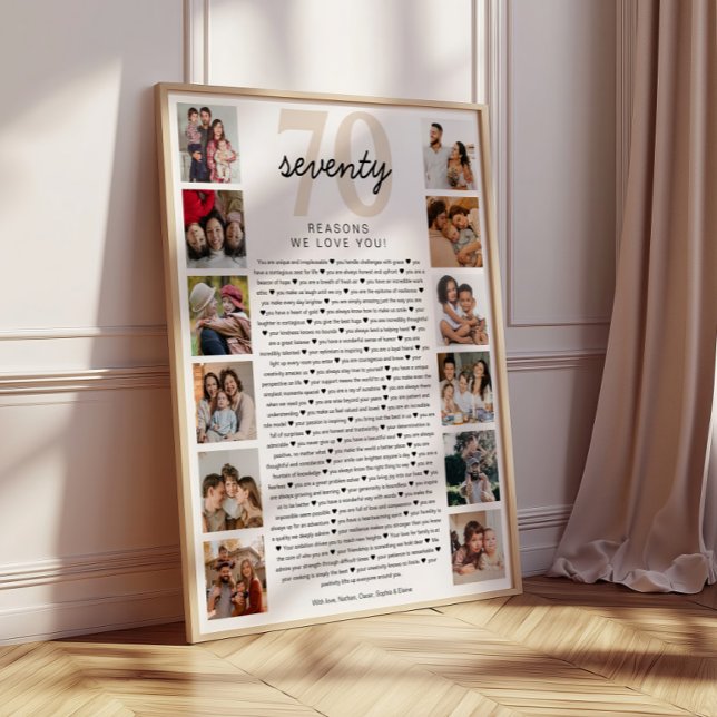 Poster Cadeau commémoratif pour 70 raisons de vous aimer (Créateur téléchargé)