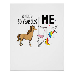 Poster Cadeau d'anniversaire d'autres licornes de 50 ans