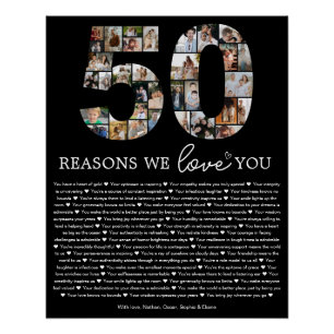 Poster Cadeau de collage photo de 50 raisons pour lesquel