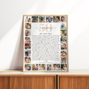Poster Cadeau de collage photo souvenir 50 raisons pour l