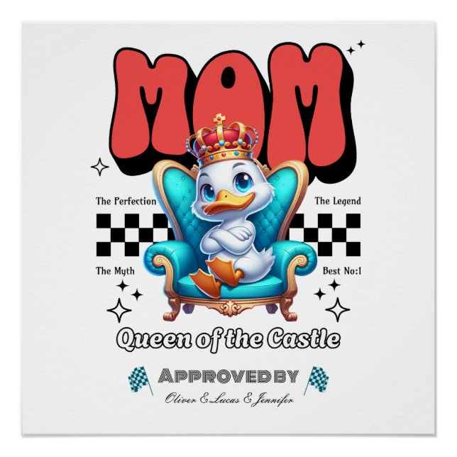 Poster Cadeau de fête des mères sur mesure, mignonne mama (Devant)