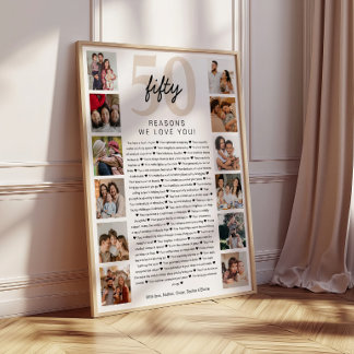 Poster Cadeau de garde de 50 raisons pour lesquelles nous