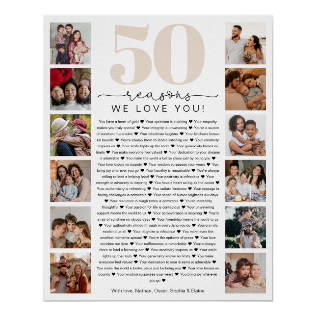 Poster Cadeau de garde de 50 raisons pour lesquelles nous (Devant)