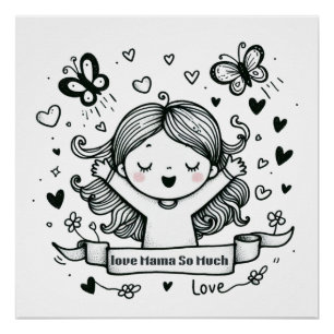 Poster Cadeau de la fête des mères Amour maman tant