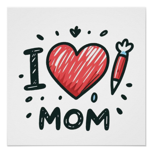 Poster Cadeau de la fête des mères | J'aime maman (Devant)