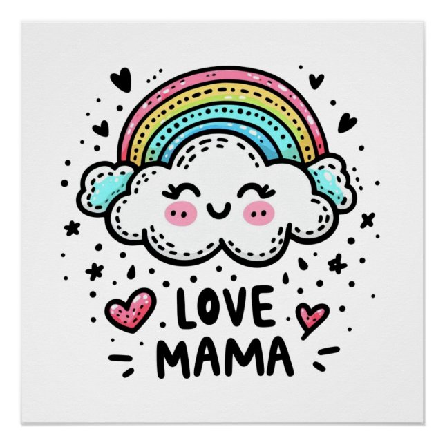 Poster Cadeau de la fête des mères | J'aime maman (Devant)