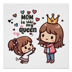 Poster Cadeau de la fête des mères Maman est ma reine
