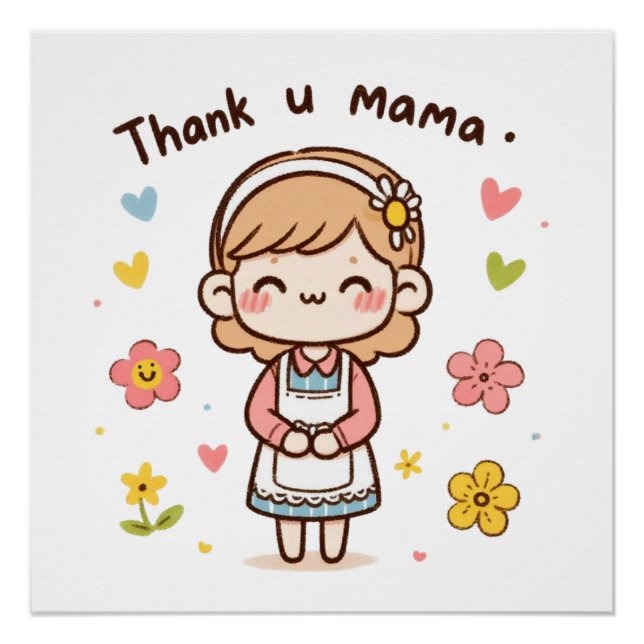 Poster Cadeau de la fête des mères | Merci Mama (Devant)