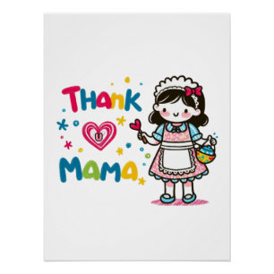 Poster Cadeau de la fête des mères Merci Maman