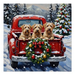 Poster Cadeau de Noël pour Terrier Wheaten Rouge Camion