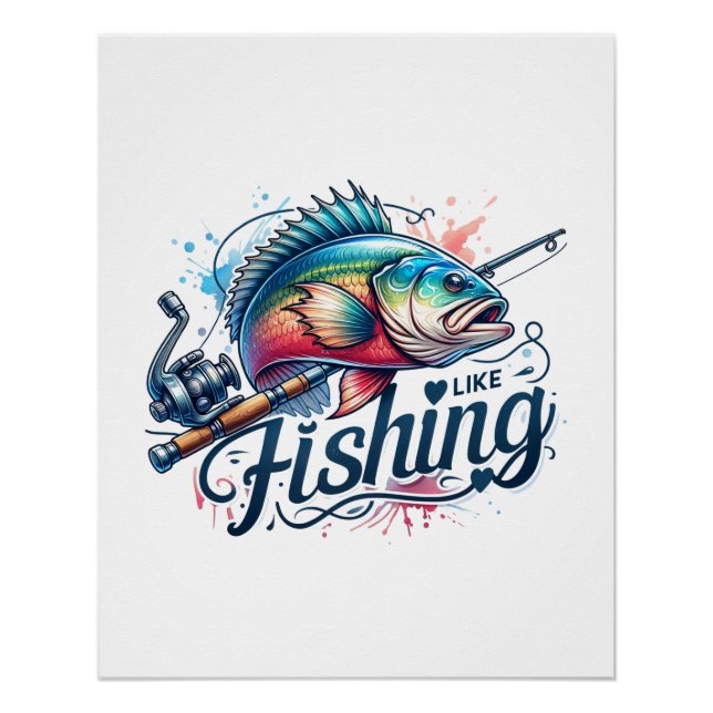 Poster Cadeau de pêcheur J'aime la pêche (Devant)