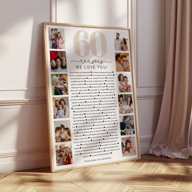 Poster Cadeau de souvenir d'anniversaire 60 raisons pour  (Créateur téléchargé)