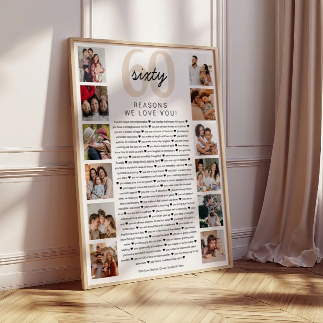 Poster Cadeau de souvenir d'anniversaire 60 raisons pour  (Créateur téléchargé)