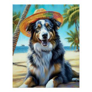 Poster Cadeau d'été pour amateur de chiens Berger Austral