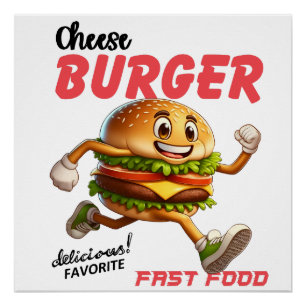 Poster Cadeau du pied de page Chemise Burger Drôle Ch