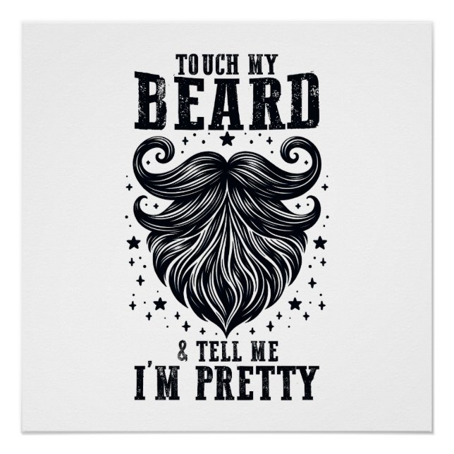 Poster Cadeau fête des pères | Touchez ma barbe (Devant)