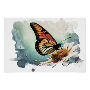 Poster *~* Cadeau Fleur Artistique Papillon AP52