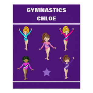 POSTER CADEAU GYMNASTIQUE AVEC 5 GYMNASTES PERSONNALISÉS