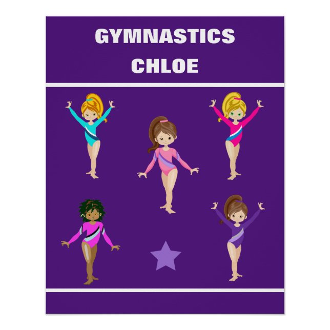 POSTER CADEAU GYMNASTIQUE AVEC 5 GYMNASTES PERSONNALISÉS (Devant)