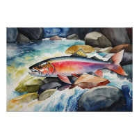 *~* Cadeau Hommes Saumons AP49 River Stream